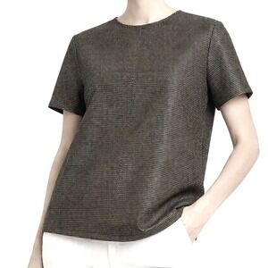 RAG&BONE‎ Black Gold Textured Structured Short Sleeve Top Size M